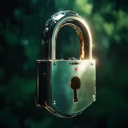 a metal padlock with some key to it
