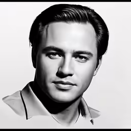 a portrait photo of a young man in black and white