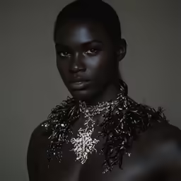black woman with silver and gold jewelry wearing necklace