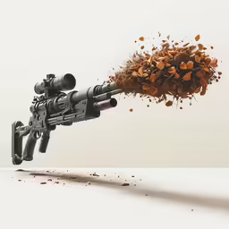 an art photograph of a machine gun in action