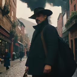 the man in the hat is smoking a cigarette