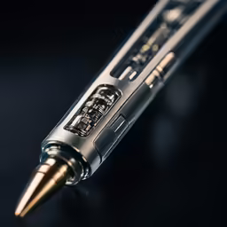a pen with a silver and gold decoration