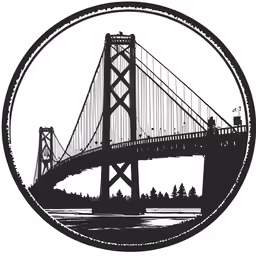 the bay bridge as a black and white drawing