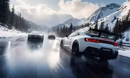 a group of cars driving down the road