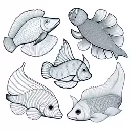 four fish in one picture is white, blue and orange