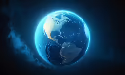 the earth is glowing against a dark sky