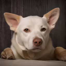 a dog posing for the camera on the floor