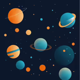 several planets are in the blue sky