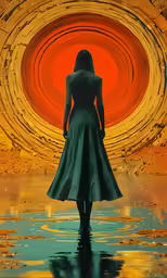 a woman stands in front of a bright tunnel