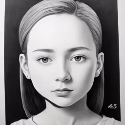 a drawing of a woman with the number 45 in front