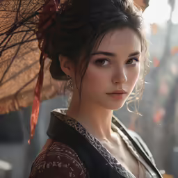 a beautiful woman holding an open umbrella