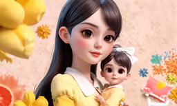 an animation image of two girls with their eyes closed