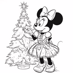 minnie christmas tree coloring page disney