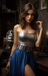 a beautiful woman in a dress posing for a picture