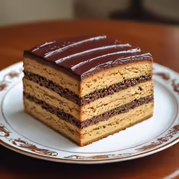 a chocolate cake cut in three layers on a plate