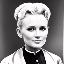 a woman with blonde hair wearing a tie and jacket