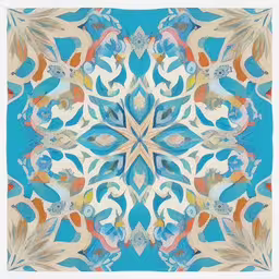 this is an image of a blue colored design,a blue square with a pattern in the middle