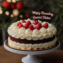 a birthday cake sitting on top of a wooden table