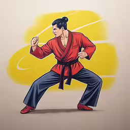 an animated character standing next to a yellow wall