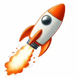 a space ship flying through the air with orange smoke