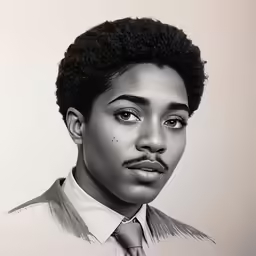 a black and white photo of a man with hair