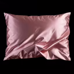 a pink pillow with a satin back and two zippered sides