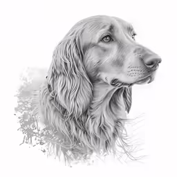 a black and white drawing of a dog