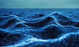 a painting showing a body of water, some water waves