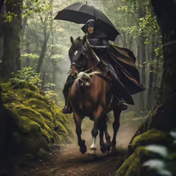 two people are riding horses on a trail