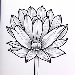 drawing - the image of a beautiful lotus in black and white