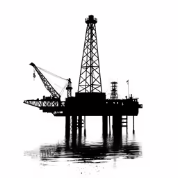 silhouette of oil rig in a large body of water