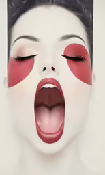 woman has red and white markings on her face