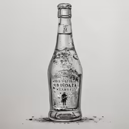 an old bottle is drawing on a white background