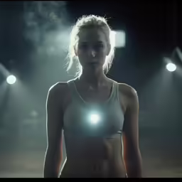 a girl wearing a bra is looking at the camera