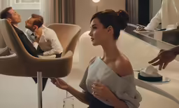 a lady looking at some drinks while two others look at her