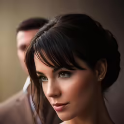 a close up of a woman wearing blue eyeshadow