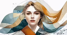 the artwork shows a woman with flowing hair
