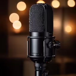 the microphone is next to the bright lights