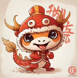 an adorable little fox with a hat and horns