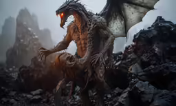 a huge lizard standing next to a big monster