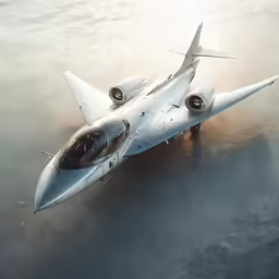 a military airplane in flight over some water