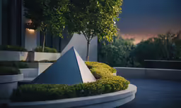 a garden has some shapes in the middle
