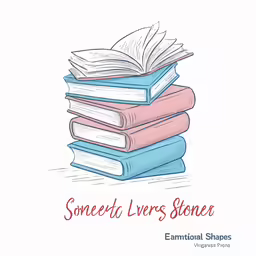 an ad for some books, with the title, a pile of books on top