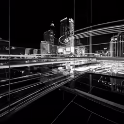 a very long exposure shot of the city skyline