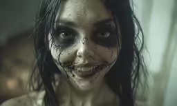 a person with freckles and makeup, posing for the camera