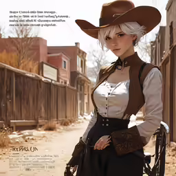 the girl in the brown hat is wearing some very large accessories