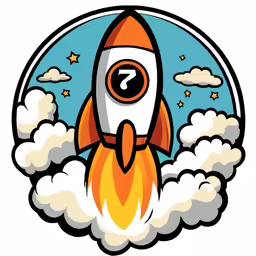 a rocket ship flying through the sky with clouds