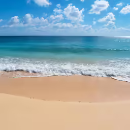 a small wave rolls in on the beach sand