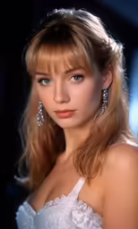 the girl with blond hair is wearing jewelry