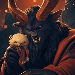 the male wolf is holding a stuffed animal